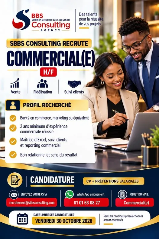 RECRUTEMENT D'UN COMMERCIAL(E) (H/F) -  - COTE D'IVOIRE