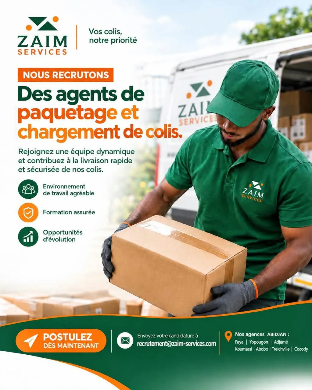 Offre RECRUTEMENT AGEBT PAQUETAGE ET DE CHARGEMENT à Cote d'ivoire