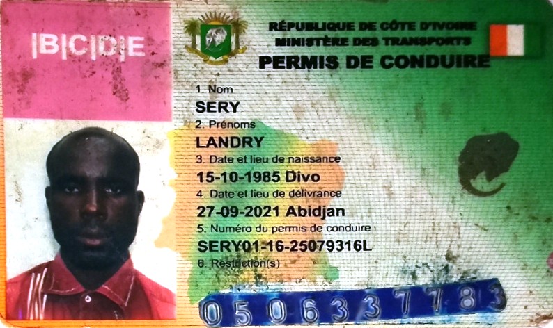 Profil candidat SERY LANDRY - Conducteur Professionnel