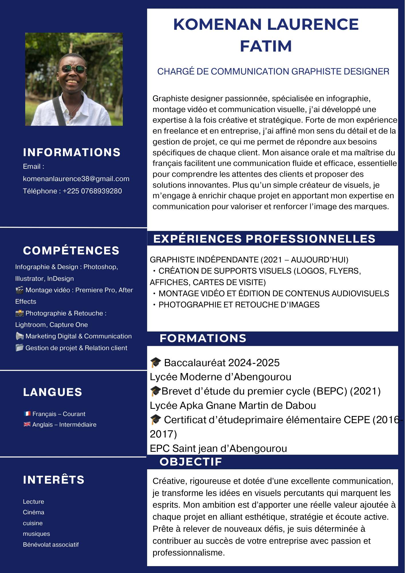 Profil candidat KOMENAN Laurence - Assistante, graphiste en free lance commerciale call center etc